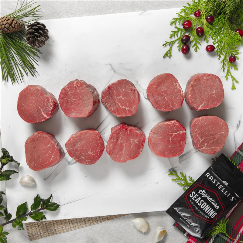 Black Angus Filet Mignon Box - (10) 5 oz. steaks, (1) butter, (1) pack seasoning