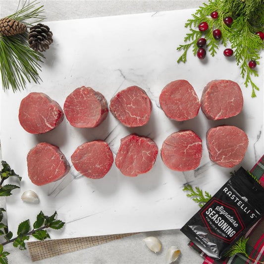 Black Angus Filet Mignon Box - (10) 5 oz. steaks, (1) butter, (1) pack seasoning