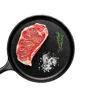 Steak in a frying pan